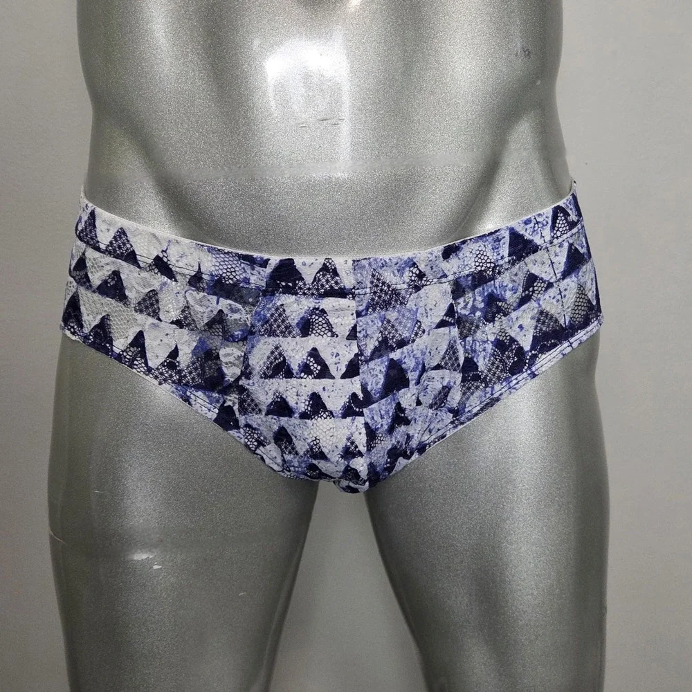 Cosabella Men‎ Never Say Never Comfort Micro Brief Blue White Lace Print NEW XL